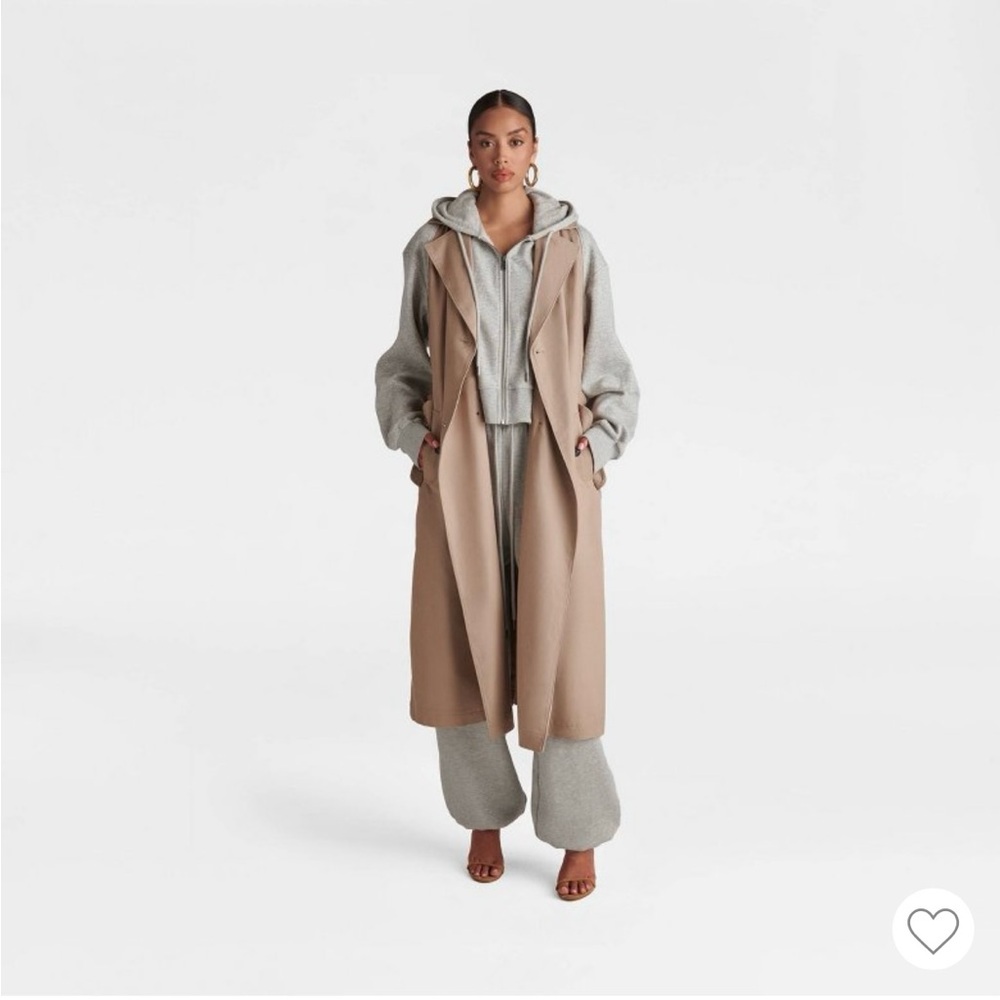 KBB by KAHLANA Target The Sweatshirt Trench Coat Khaki/Heather Gray size Medium - Picture 4 of 5